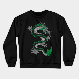 Japanese Dragon; Green Asian Dragon; Asian Tattoo Inspired Retro 80s Style Crewneck Sweatshirt